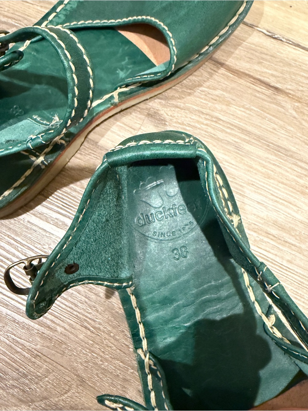 Duckfeet Mols Green Leather Mary Jane Sandals - Picture 7 of 7
